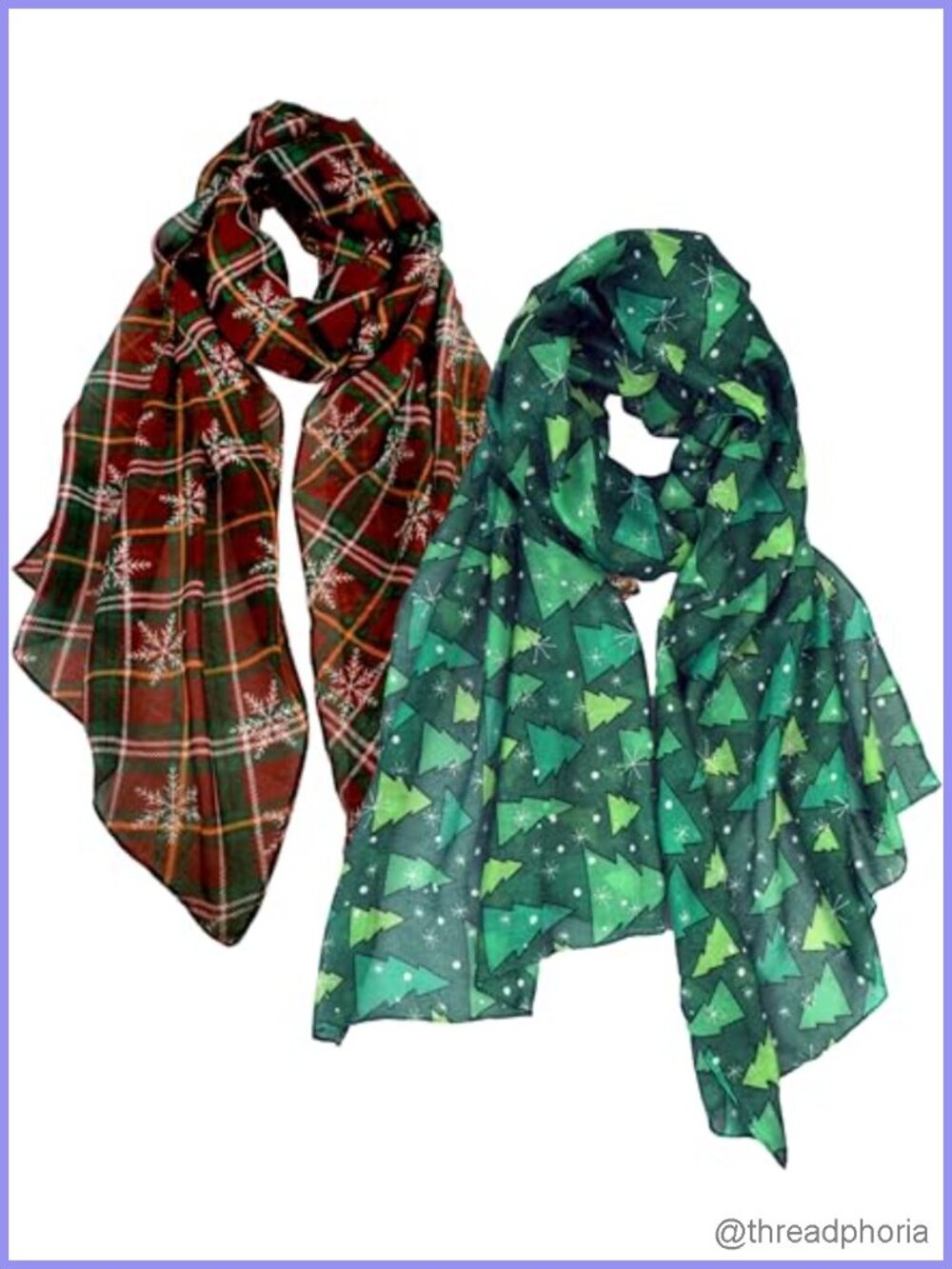Women's Lightweight Sheer Fashion Scarf 2 Pack Holiday Gift Wrapped Soft Winter